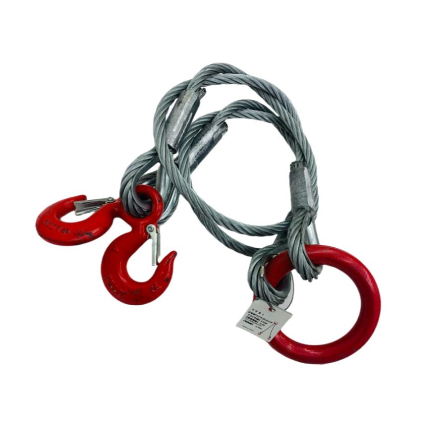 2点吊りワイヤーフック付 2.0tonx1.5m 2点吊りワイヤースリング