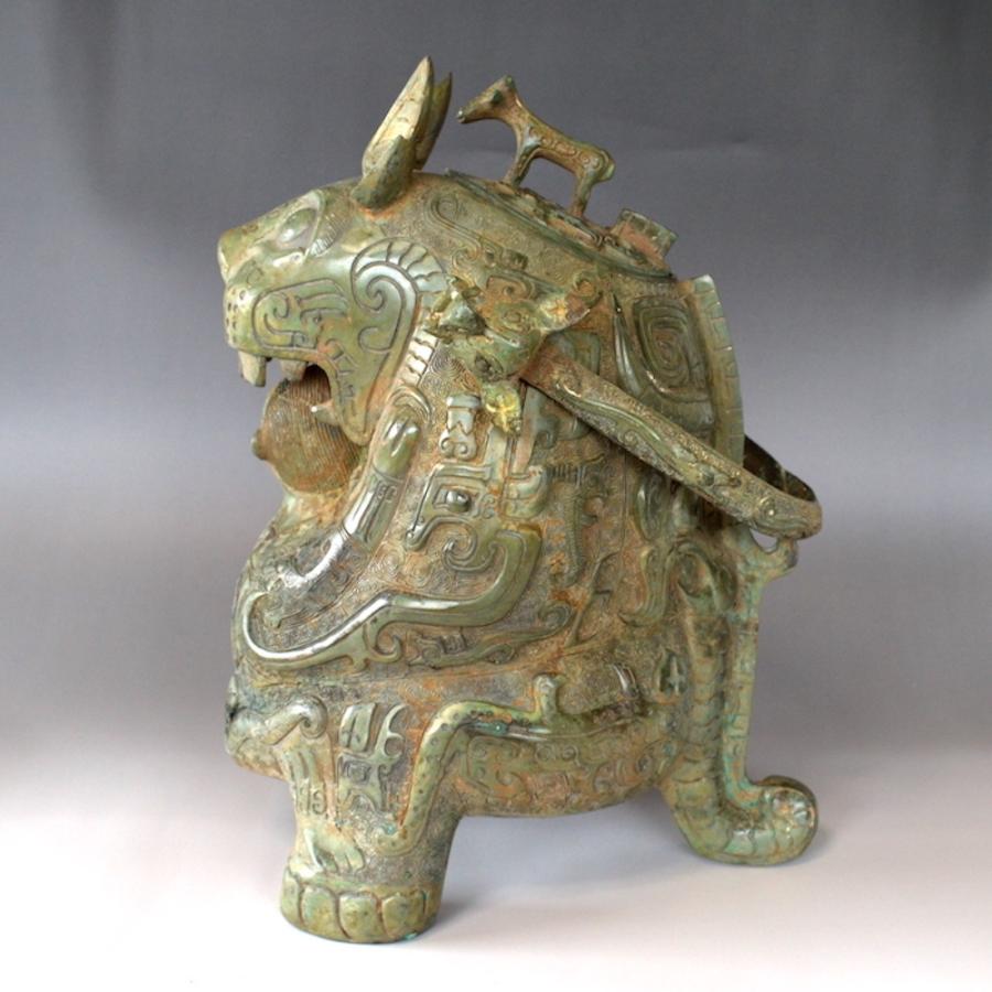青銅 ウェン王子と虎 12y812 やかん 銅瓶 骨董品 縁起物 中国 古物 鐘