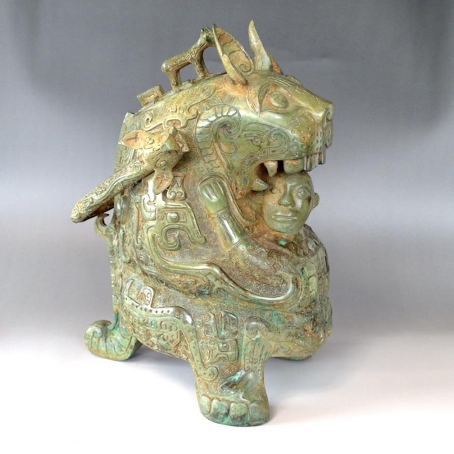 青銅 ウェン王子と虎 12y812 やかん 銅瓶 骨董品 縁起物 中国 古物 鐘