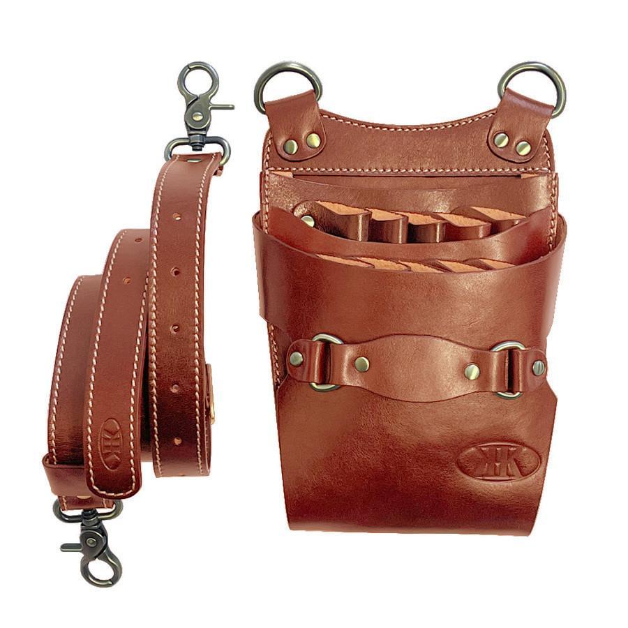 シザーケース シザーバッグ 美容師 理容師 10丁入り 本革 肩掛け