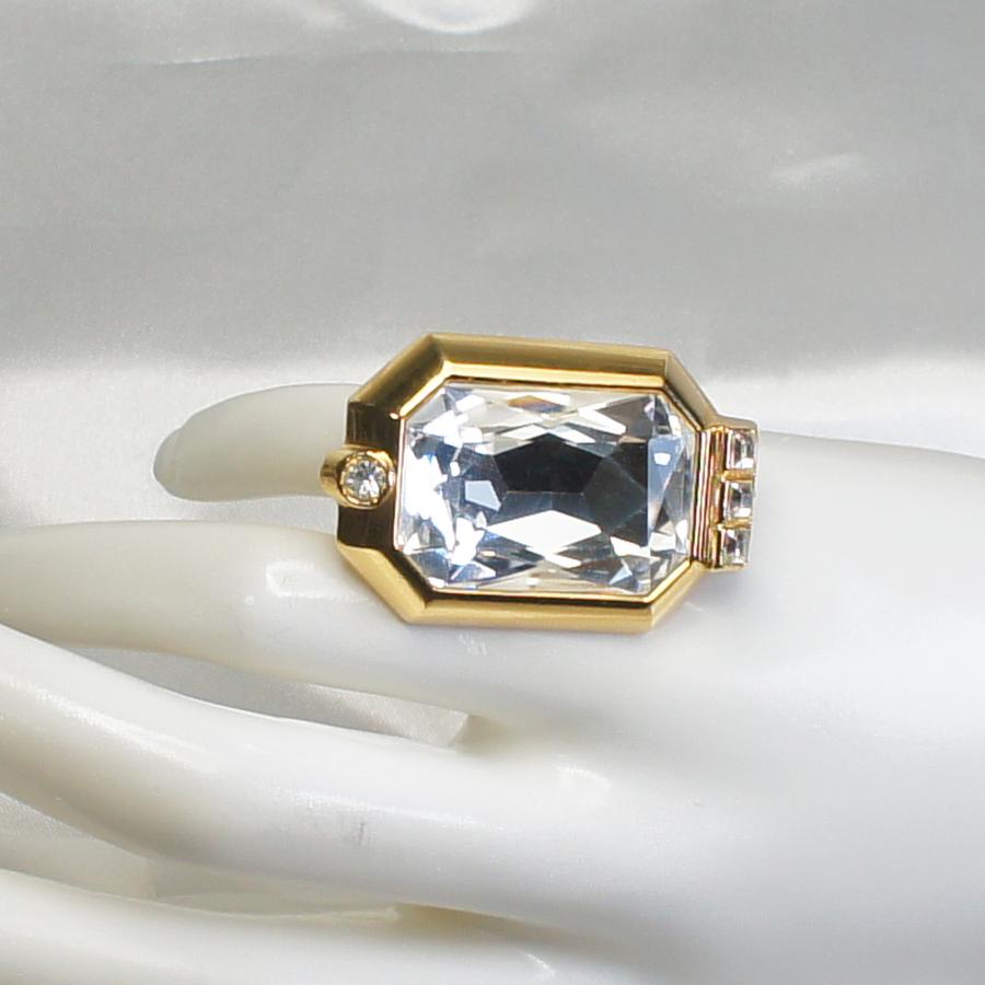 リング ドイツ製 スワロフスキー 大粒 クリスタル 指輪 四角型 : 西洋