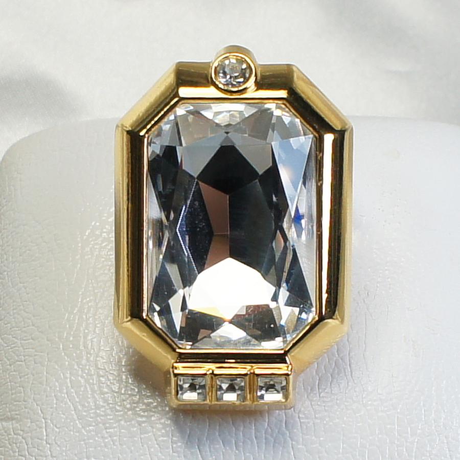 リング ドイツ製 スワロフスキー 大粒 クリスタル 指輪 四角型 : 西洋