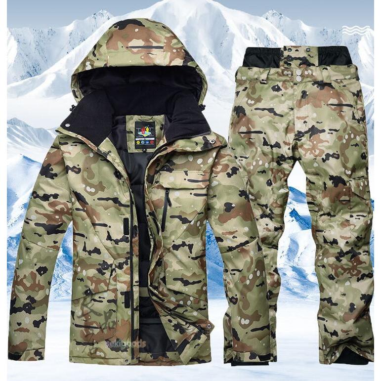スキーウェア 上下セット レディース メンズ 迷彩 スノーボード