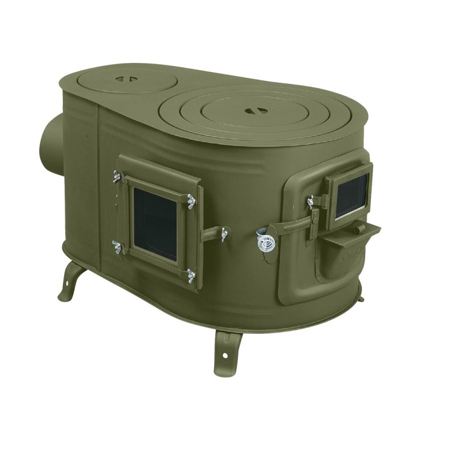新保製作所 カラー タマゴ型 3面窓付 薪ストーブ ”FIRE SIDE