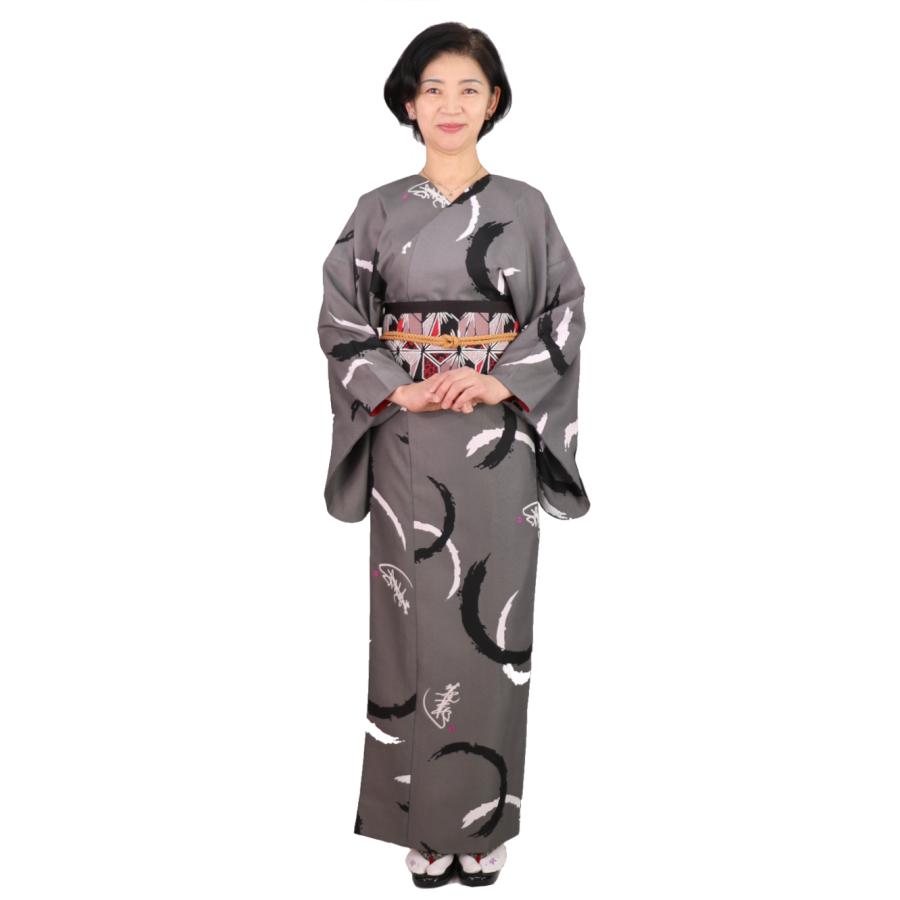 簡単に着れる 洗える 袷 3点セット(着物＋リボン帯＋帯締め