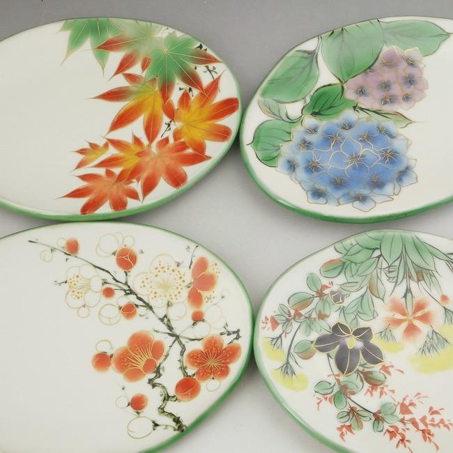 京焼 清水焼 白掛五草花楕円皿揃え 陶あん : 松韻堂 Yahoo!店 - 通販