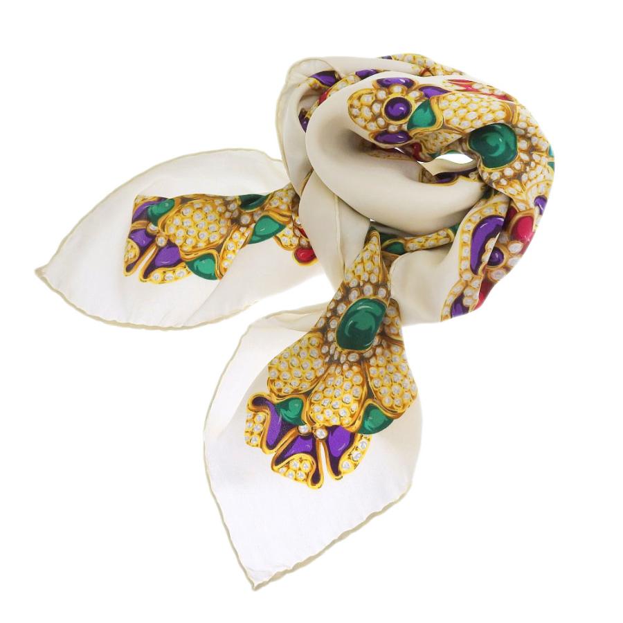 CHANEL（シャネル） 宝石柄 ジュエリー フラワー ロゴ シルク スカーフ