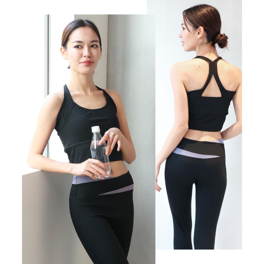ヨガウェア 上下セット 体型カバー レディース ブラトップ レギンス 2