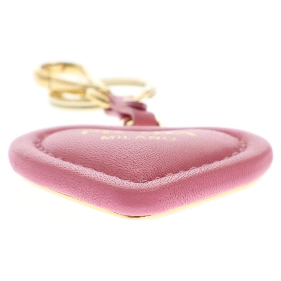PRADA（プラダ） ロゴ ハート キーリング チャーム ピンク ナッパ