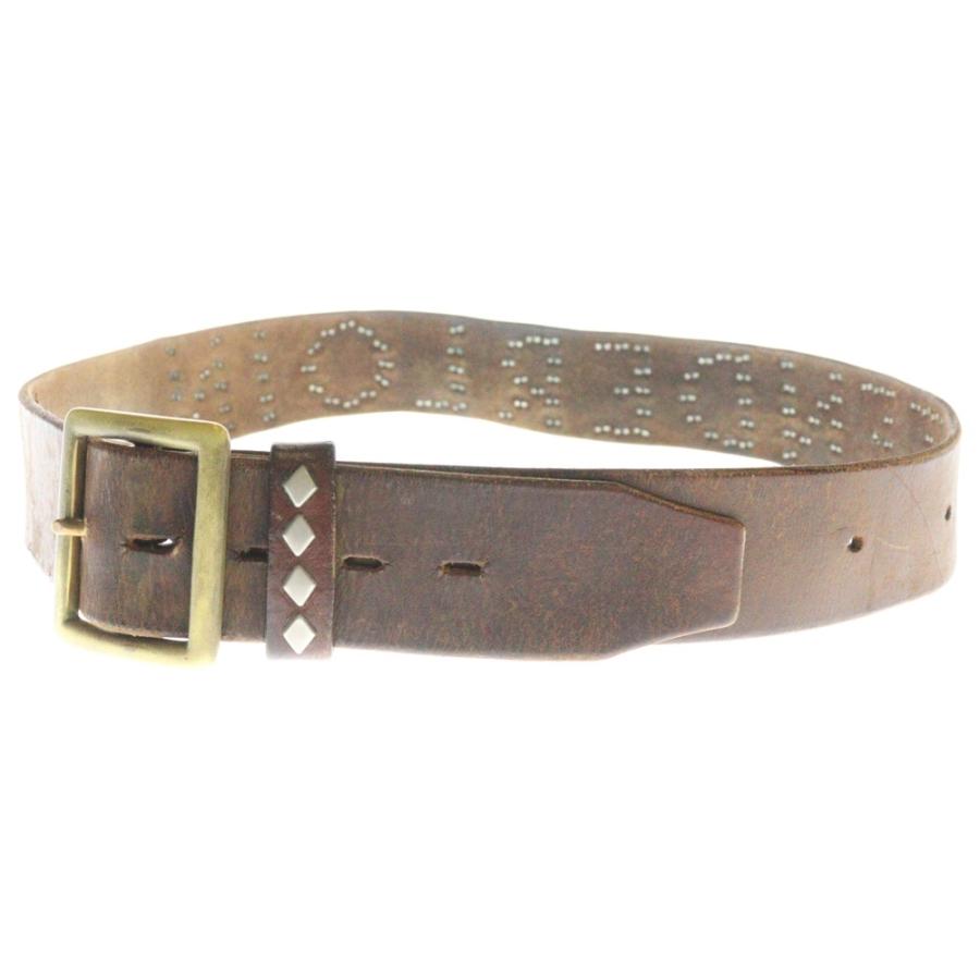 TENDERLOIN（テンダーロイン） ×HTC T-STUDS BELT ロゴスタッズ レザー