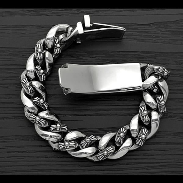 メンズ ブレスレット フローラルクロス ブレス IDブレスレット クロス