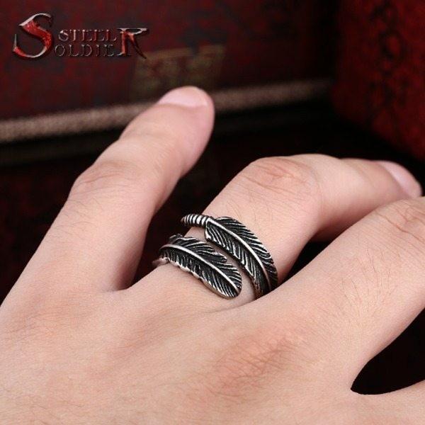 フェザーリング メンズ 羽根 指輪 シンプル ステンレス ユニセックス