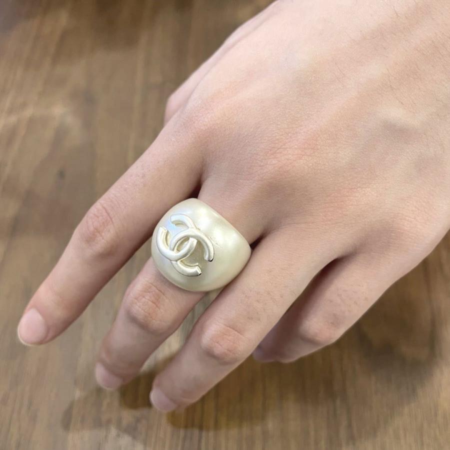 CHANEL（シャネル） プラスチックリング 指輪 ココマーク パール