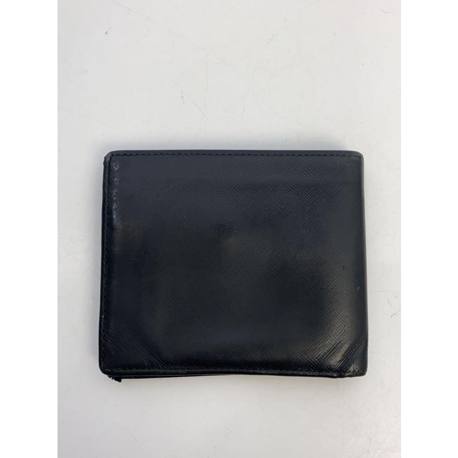 PRADA◇2つ折り財布/レザー/ブラック/無地/メンズ/164/使用感有り