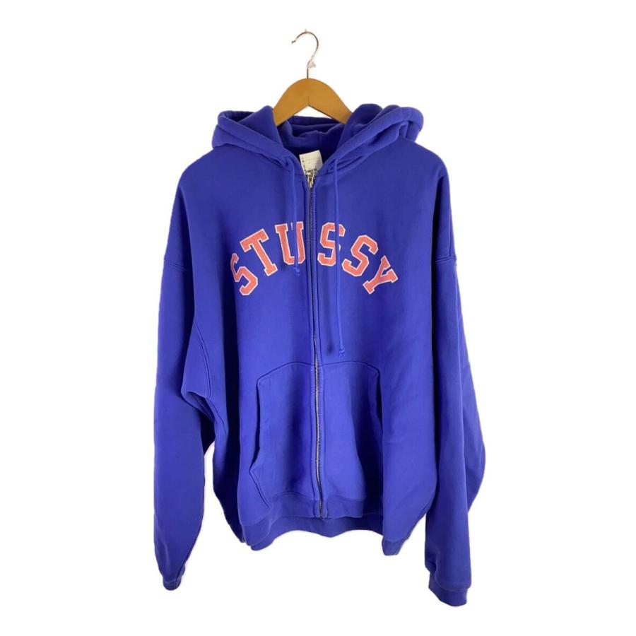 STUSSY◇ジップパーカー/FADED GRAPHIC ZIP HOODIE/XL/コットン/BLU