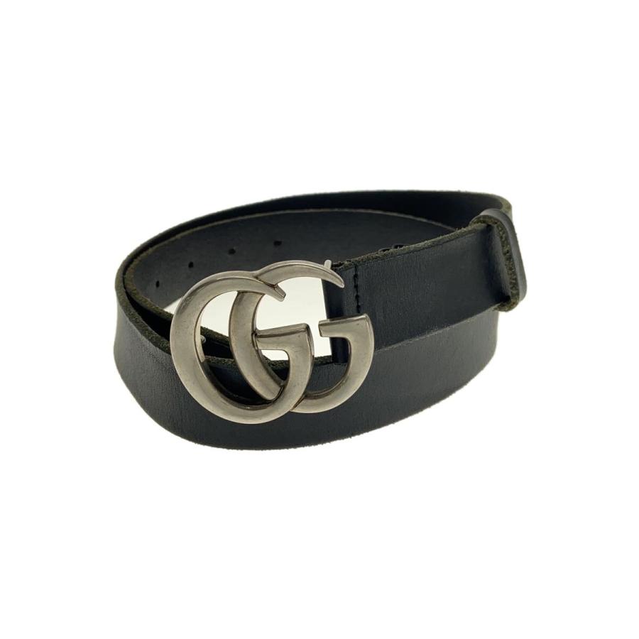 GUCCI◇ベルト/レザー/BLK/メンズ/414516/ダブルG スリムベルト