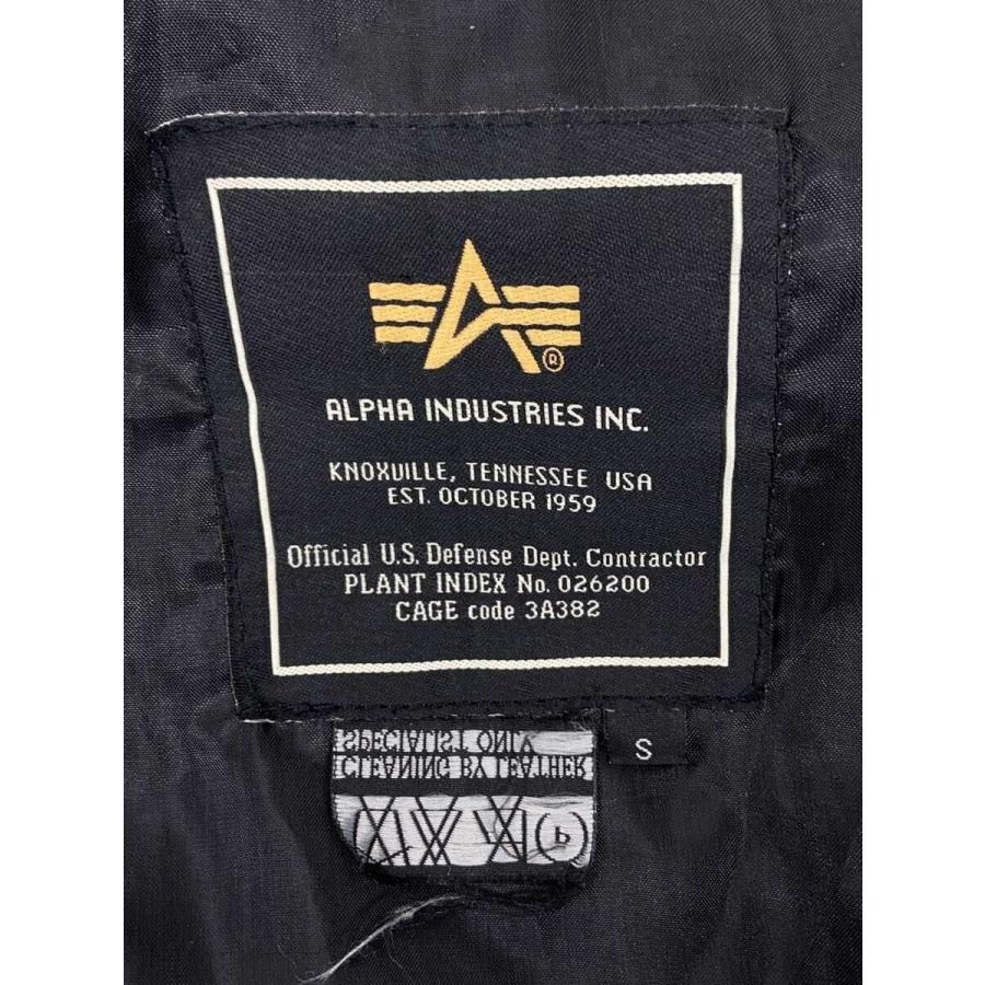 ALPHA INDUSTRIES◇NASA/レザージャケット/S/レザー/BLK/無地