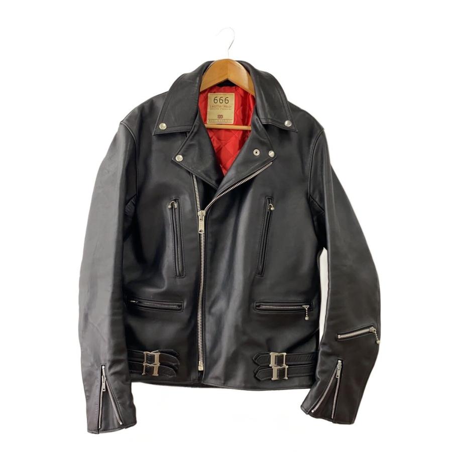666 Leather Wear◇英国製/白タグ/内側キルティング/ダブルライダース