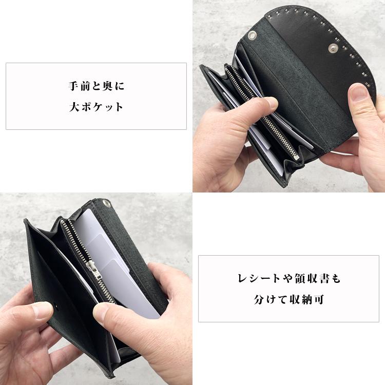 日本製 栃木レザー USAスタッズ 財布 ロングウォレット レザー 長財布