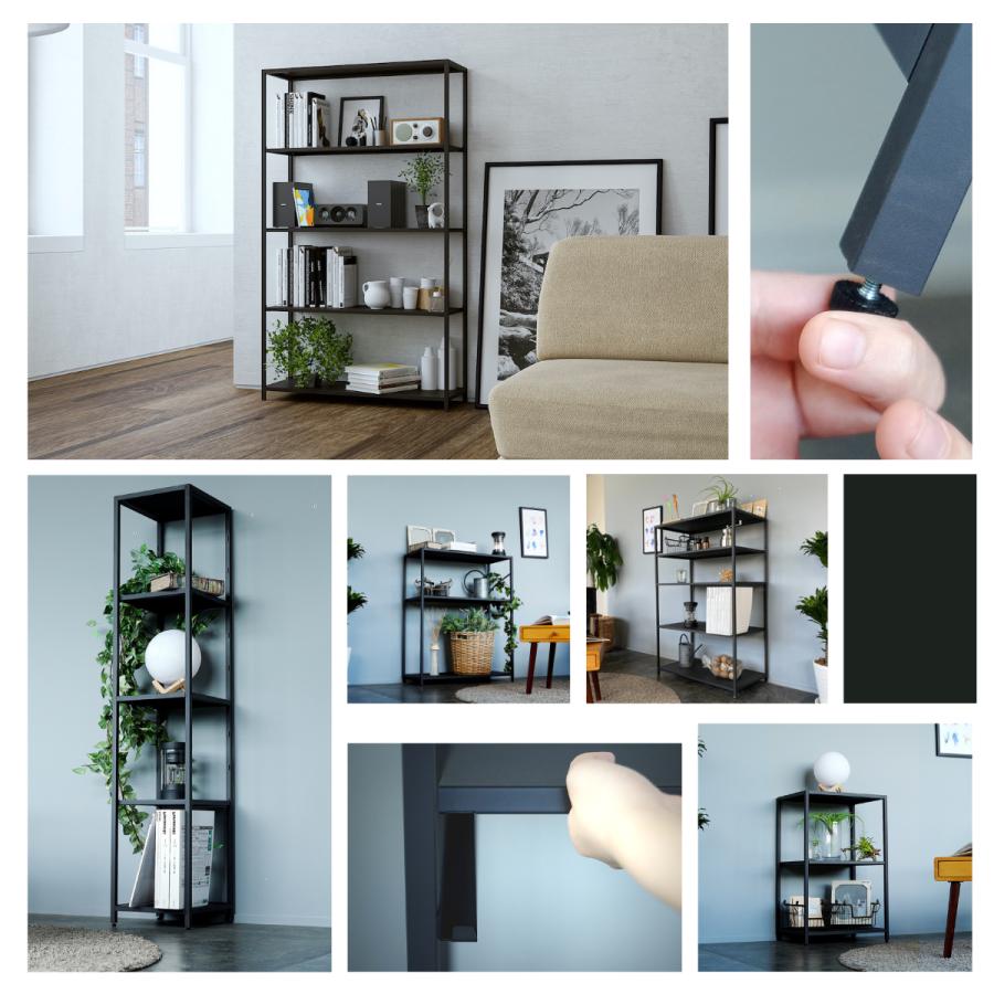 STEEF アイアンシェルフ 高さ138cm 幅80cm 奥行40cm 16‐shelf(イチロク