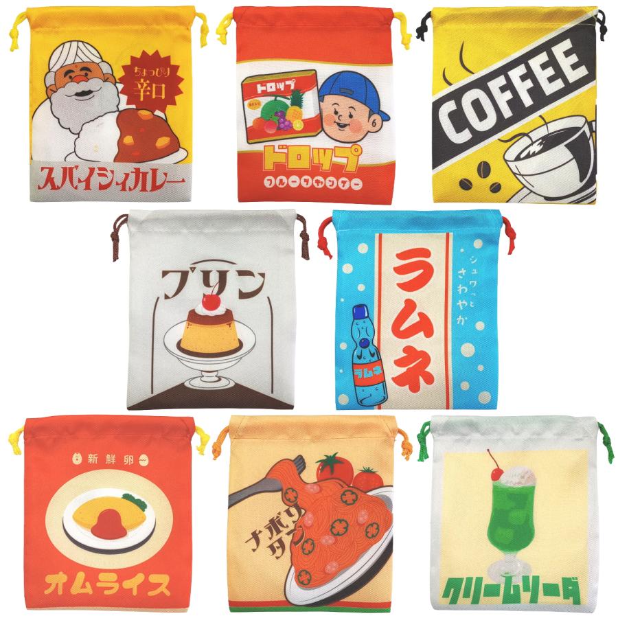 巾着袋 昭和 レトロ 看板 巾着 8柄 各1枚セット : カタヤマ店 - 通販