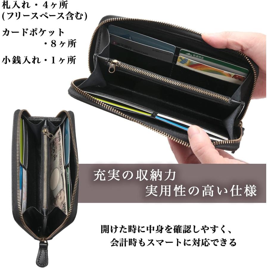 長財布 メンズ 本革 カリグラフィー ラウンドファスナー 高級感