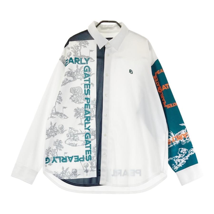 PEARLY GATES パーリーゲイツ 2024年モデル 長袖シャツ 総柄 ホワイト