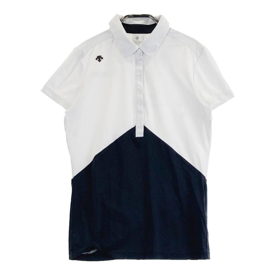 DESCENTE デサントゴルフ ポロシャツ ブラック/ホワイト の バイカラー