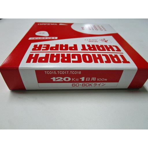 タコグラフチャート紙 1日120km（中心穴タマゴ型）赤ライン 矢崎総業