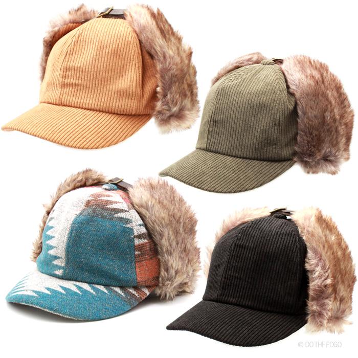 イヤー ファー コーデュロイキャップ 耳あて ファーつき 帽子