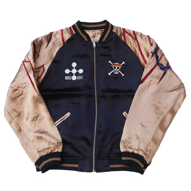 絡繰魂 × ONE PIECE リバーシブル スカジャン メンズ ルフィvsルッチ