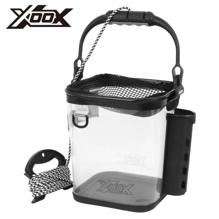 XOOX ロッドホルダー付 EVAクリア活かし水汲みバケツ 21cm : 釣具の