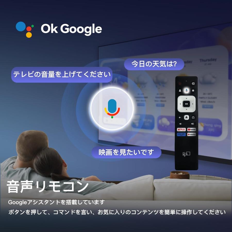 FPD チューナーレステレビ 55V型 4K Google TV ネット動画対応