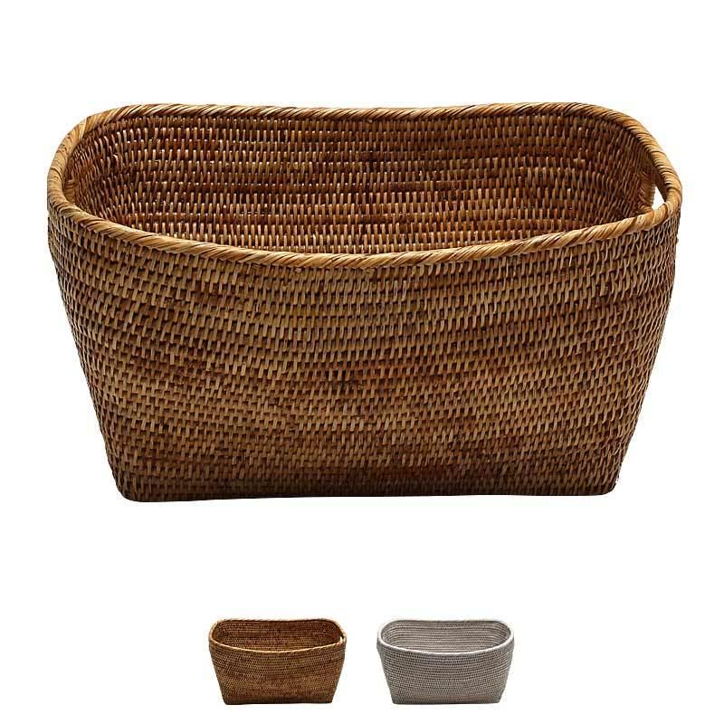 籐 かご 籐のかご バスケット 収納 洗濯かご ランドリーバスケット L