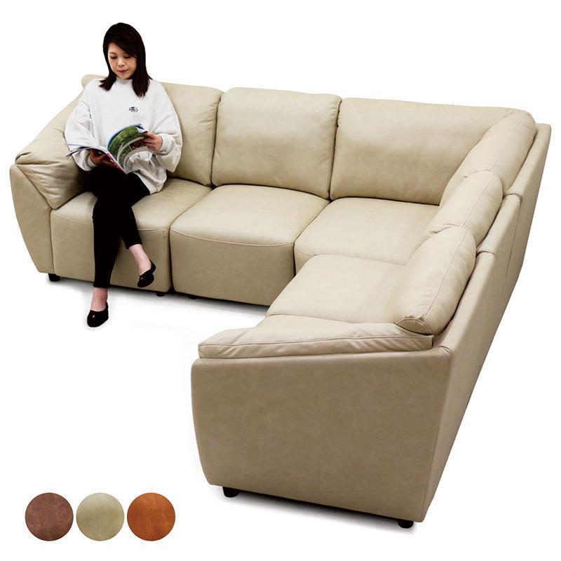 コーナーソファ レザーファブリック 組み合わせ自由 ダークブラウン