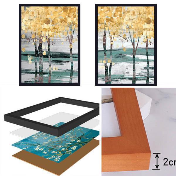2枚セット 33×43cm アートパネル 枠付きフレーム絵画 抽象画 イチョウ