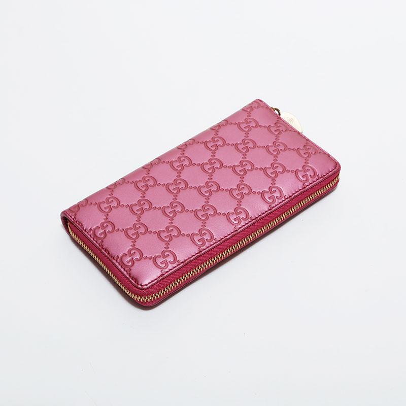 GUCCI（グッチ） 長財布 GG シマ ラウンドジップ ピンク【中古