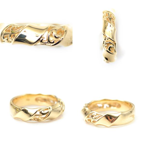 メンズリング 18金 リング 指輪 k18リング バンブー モチーフ 竹