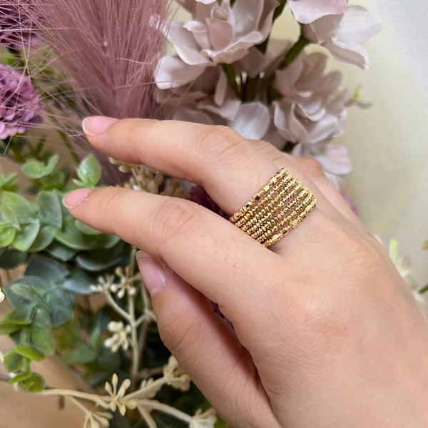 18金 ゴールド リング K18 イエローゴールド ミラーボール カット