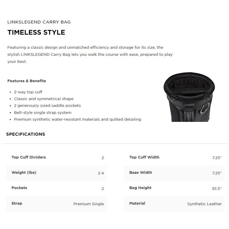 Titleist（タイトリスト） Titleist Linkslegend Carry Bag リンクス