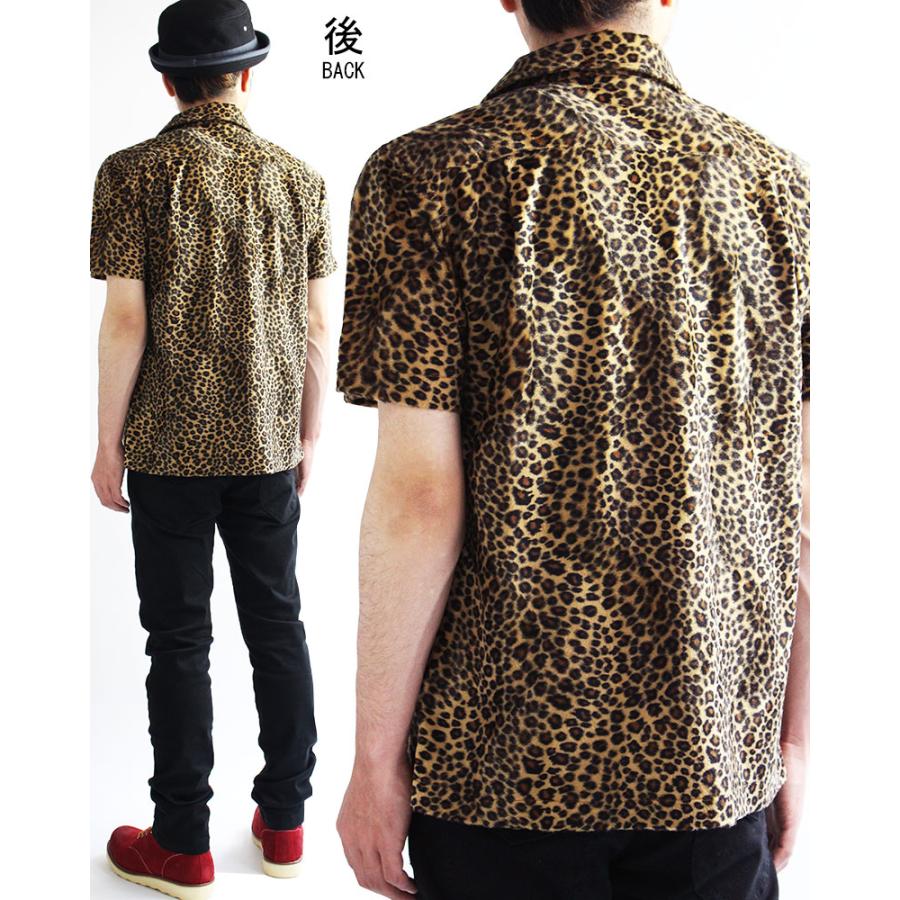 ROCK 豹柄 シャツ レオパード柄 半袖シャツ ボウリングシャツ ヒョウ柄
