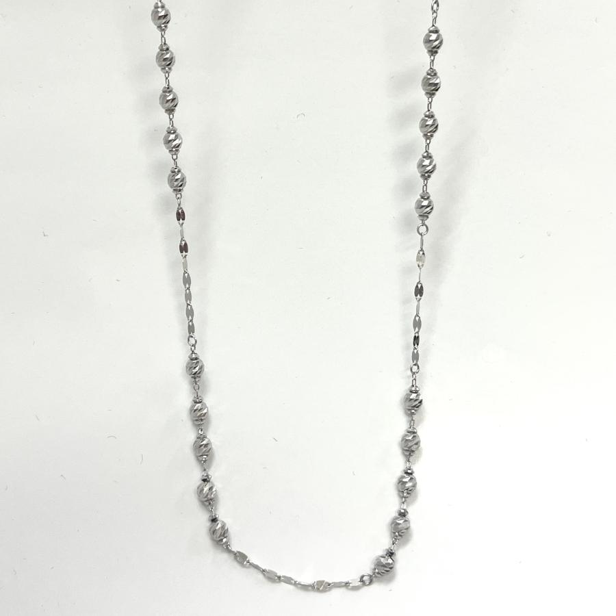ロング ネックレス プラチナ カットボール 85cm ペダルチェーン 2WAY