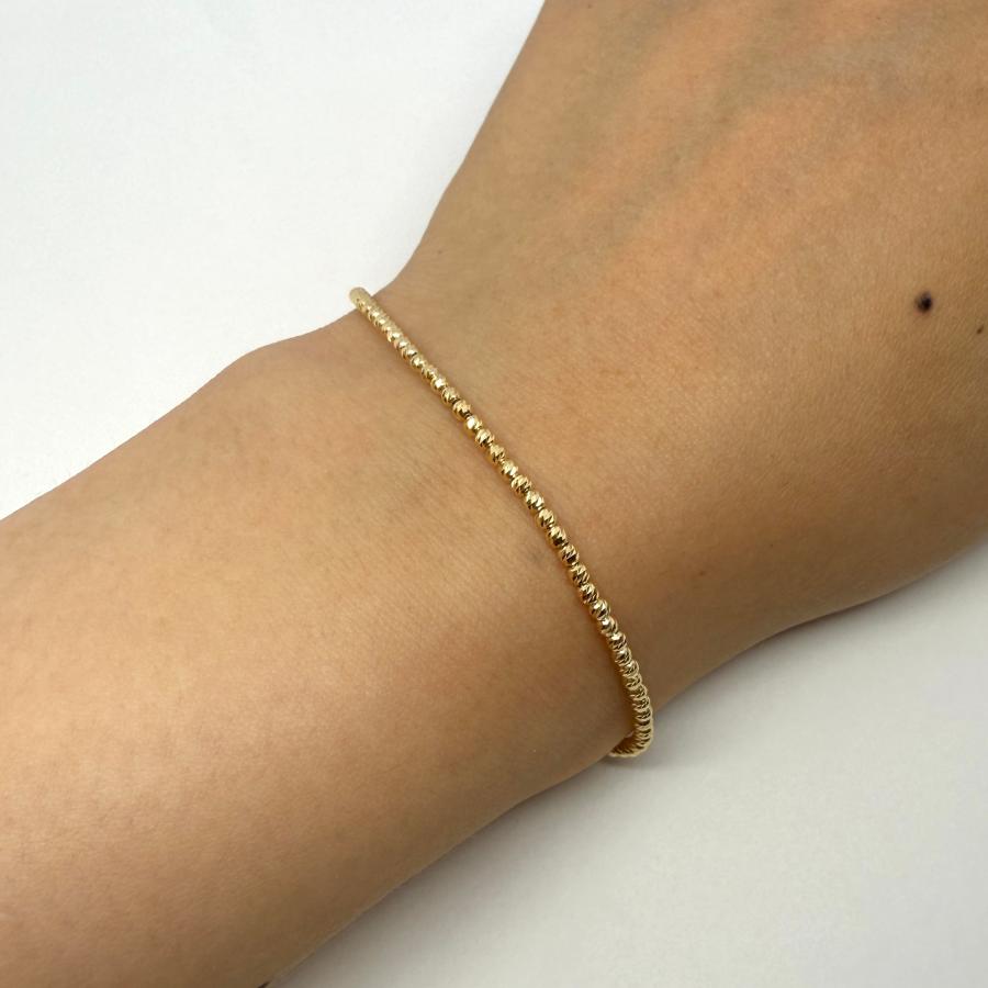 ブレスレット 18金 カットボール 幅2mm 18cm ダイヤカット K18 YG RM