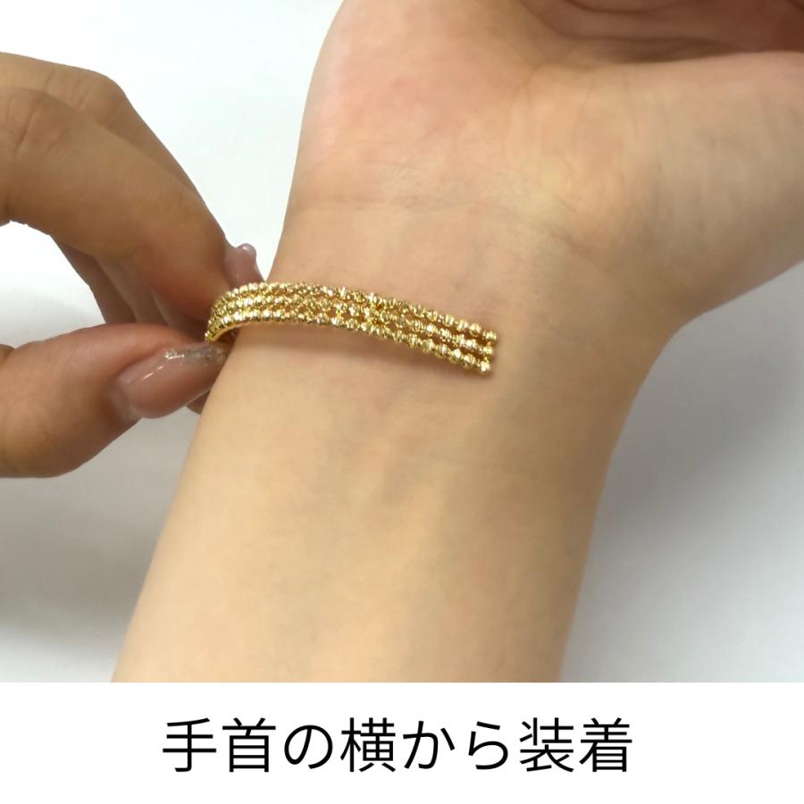 バングル 18金 ミラーカットボール 幅6mm 16cm K18 YG ブレスレット