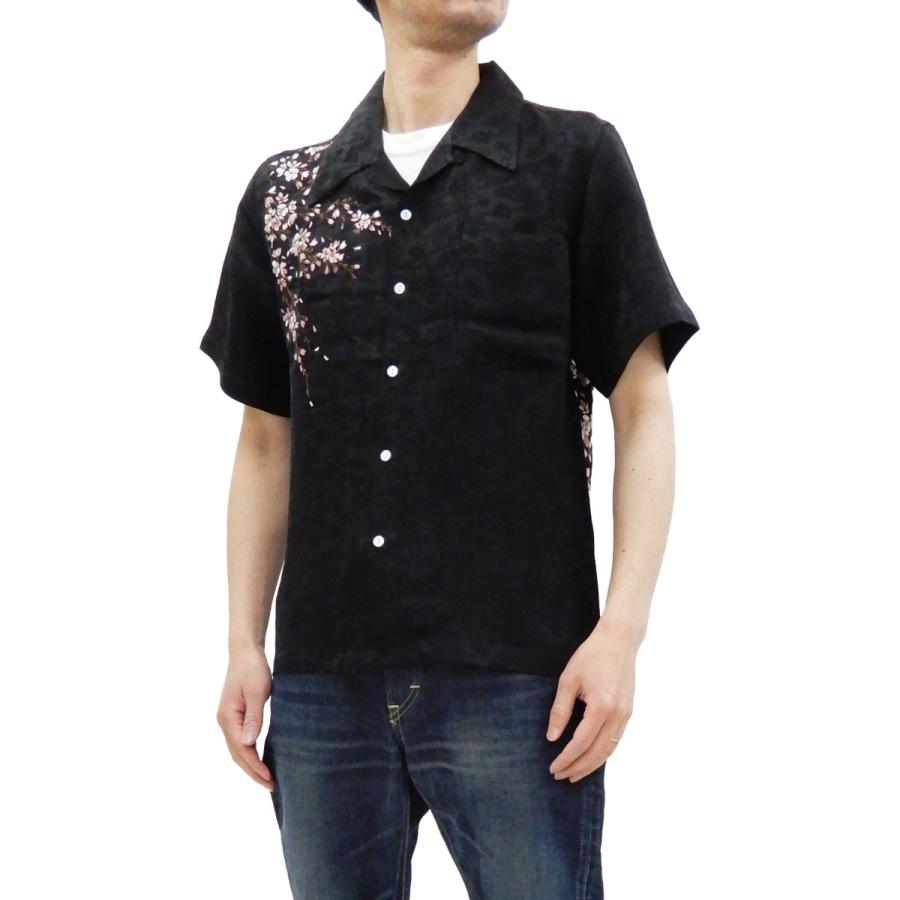 花旅楽団 ジャガードレーヨン オープンシャツ SS-001 桜刺繍 メンズ 和
