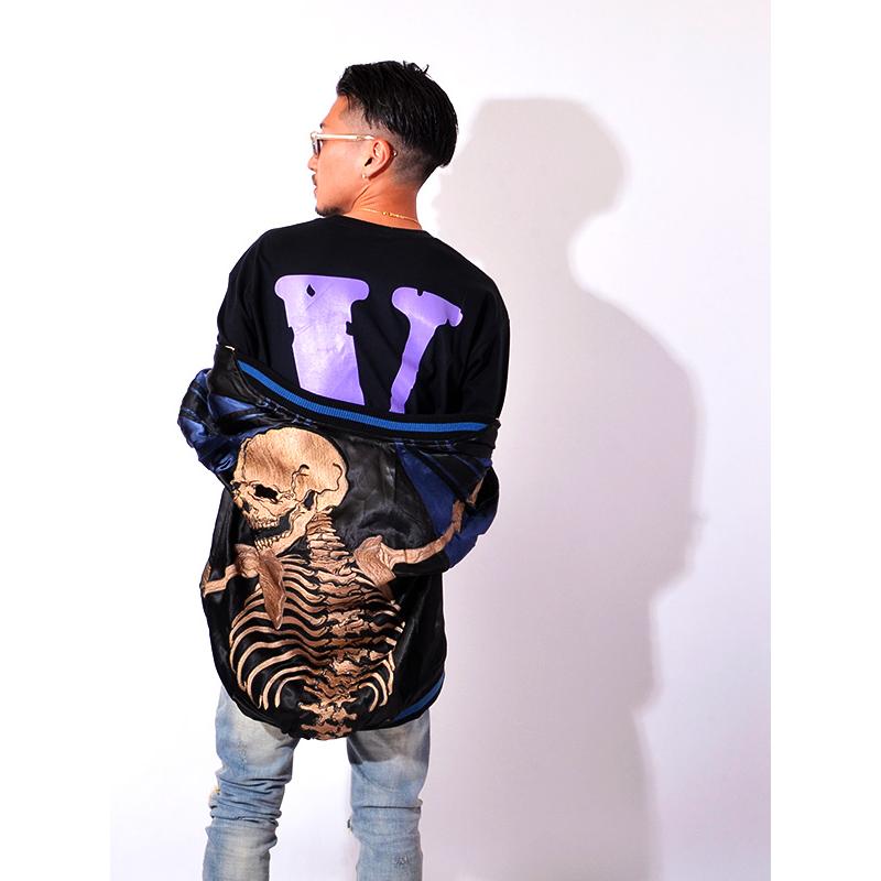 花旅楽団 スカジャン メンズ レディース 髑髏 抱着 抱き着き ドクロ