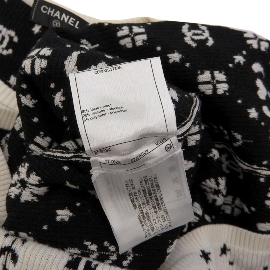 CHANEL（シャネル） 半袖 ニット ウール混 ホワイト ブラック 34