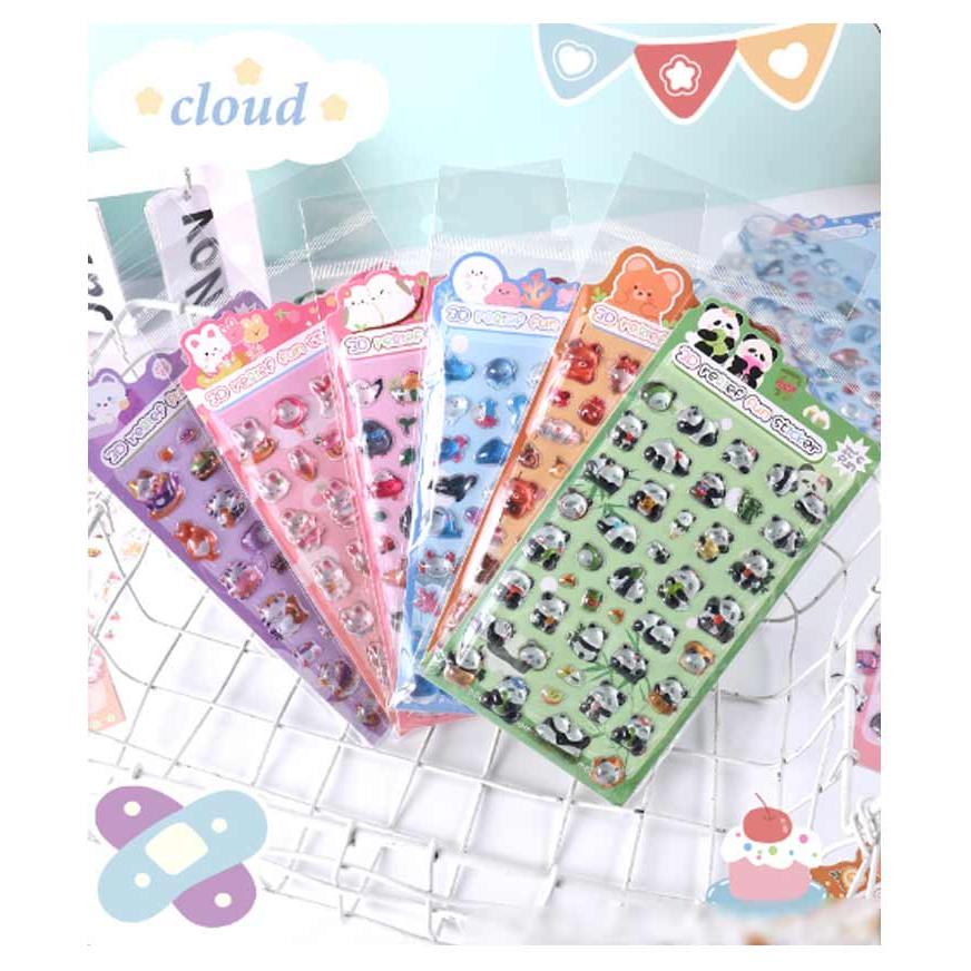 6枚セット 3D立体シール 手帳 シール ぷくぷくシール ドロップシール