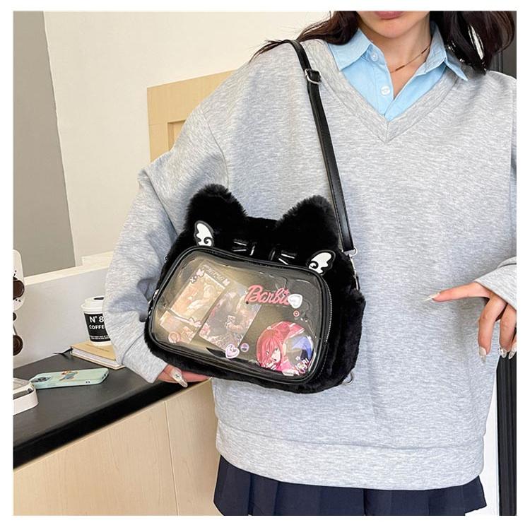 痛バッグ ぬいぐるみ リュック 痛バ 3way クリアバッグ 猫耳 透明
