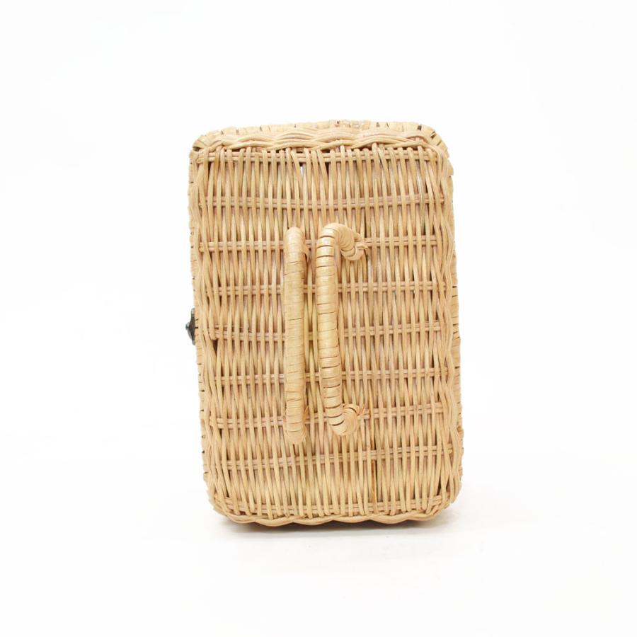 ラタン製 ツールバスケット 蓋付き ピクニック 四角 籐籠 : ラタン